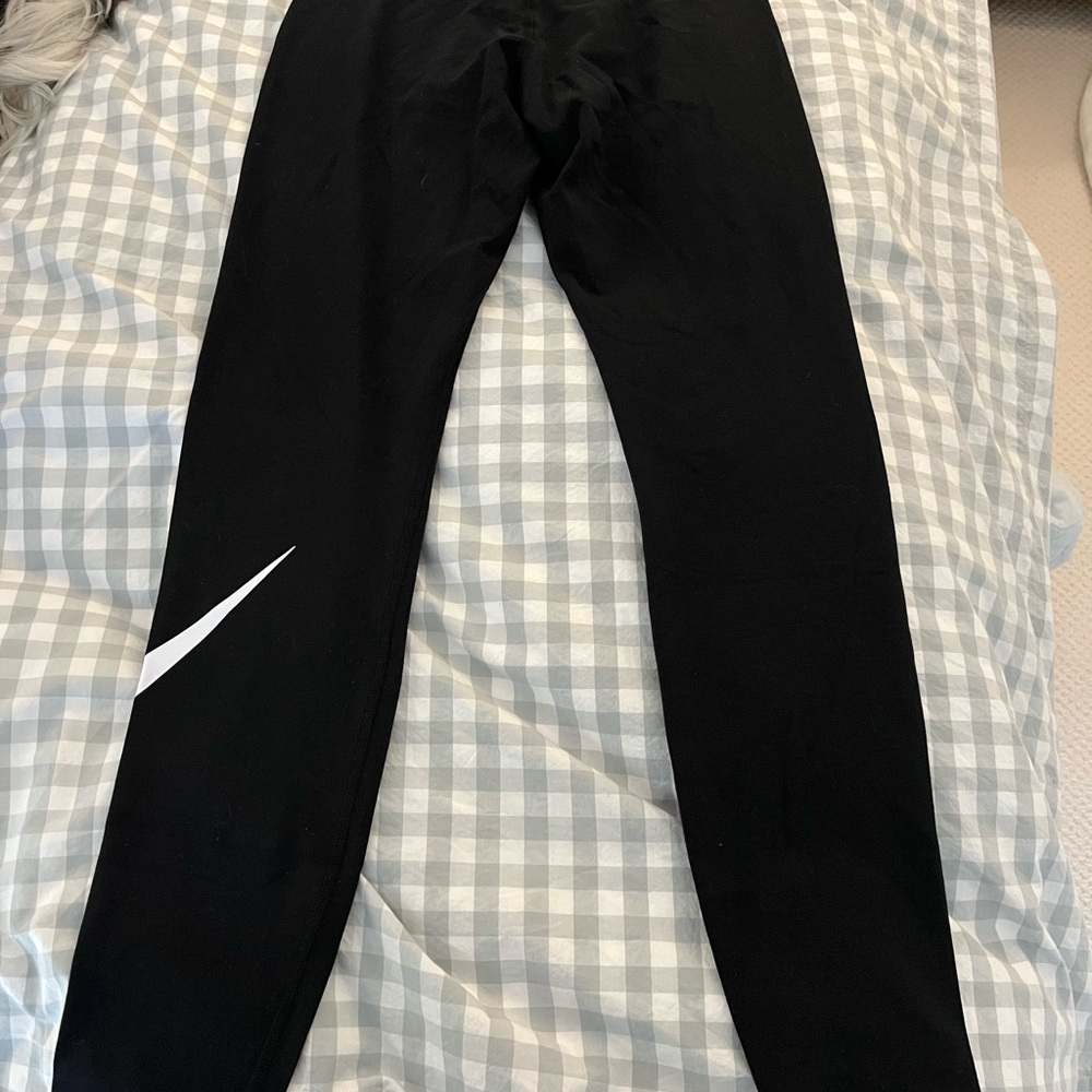 Nike Women's Black Leggings with White Logo